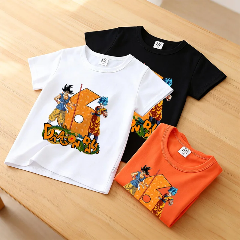 Dragons Ball T-shirt Boys Birthday Number 1-9 Print Short Sleeve Clothes Base Tee Children Tops Clothing Party Casual Tshirts