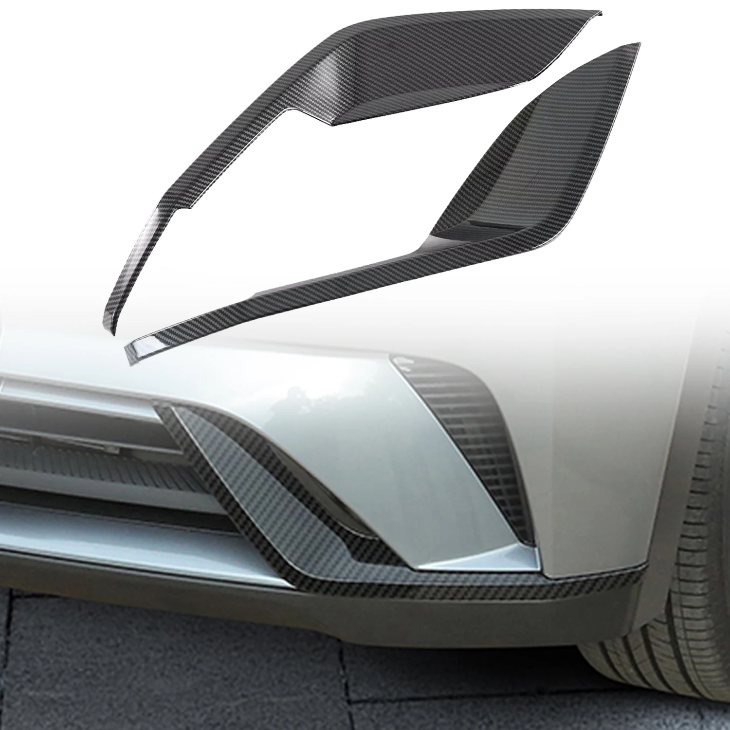 

For BYD Dolphin 2024 2025 Carbon Black Front Air Dam Splitter Bumper Lip Cover Trim Overlay Decor ABS Exterior Car Accessories