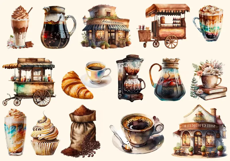 Vintage Coffee House Stickers Crafts And Scrapbooking stickers kids toys book Decorative sticker DIY Stationery