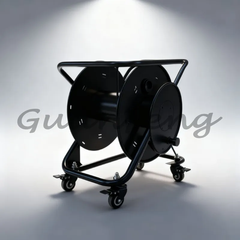 Hand Push Fiber Optic Cable Drum Durable Large Capacity Optical Cable Spool Reel for Network Cabling Installation Construction