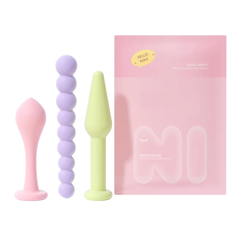 Three-piece set anal plug sex products soft prostate massager female anal plug beads sex toy butt plug anal toy