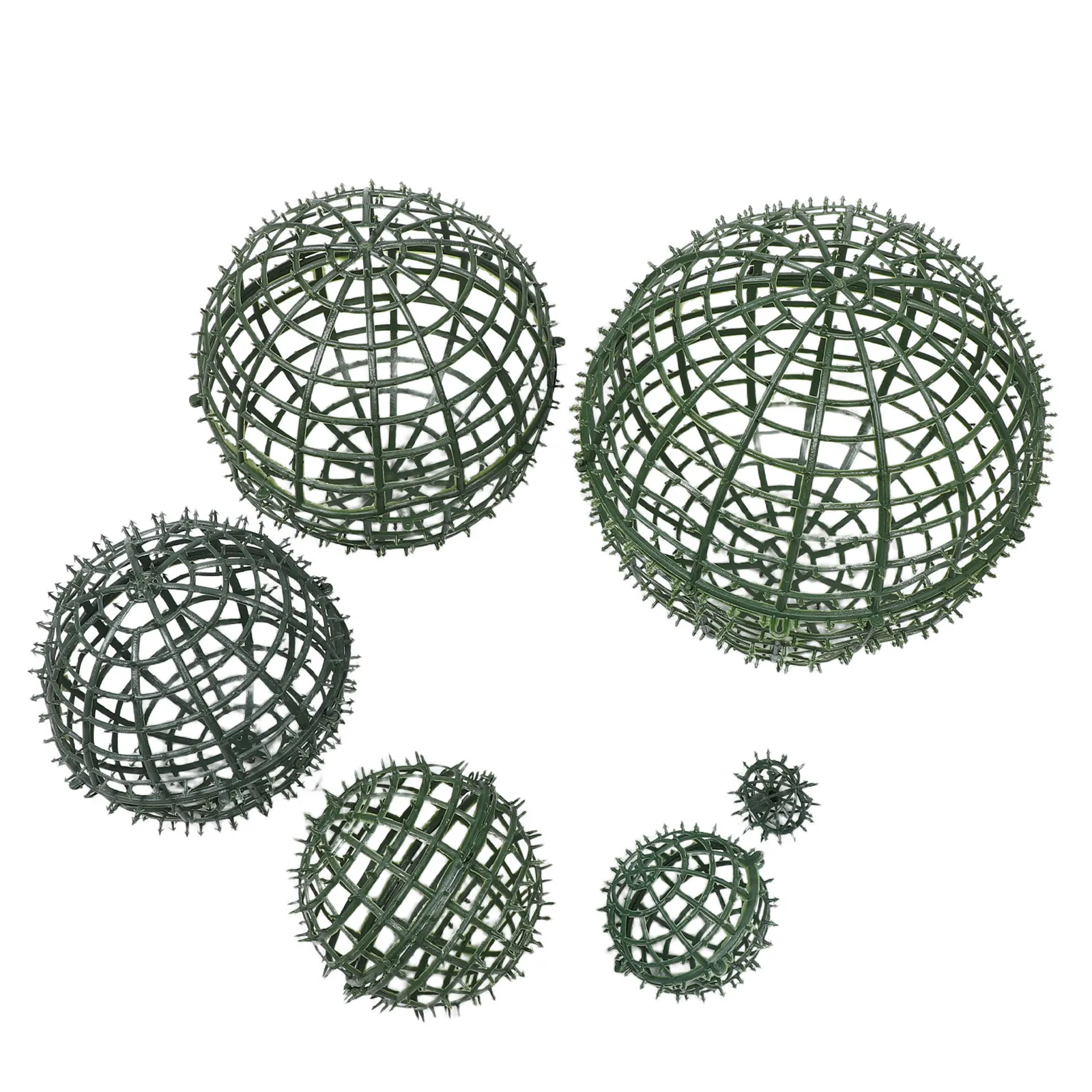 6Pcs Topiary Ball Cage Plant Support Frame Plastic Ring Structure for Outdoor Garden Flower Arrangement Rack Faux Green Ball