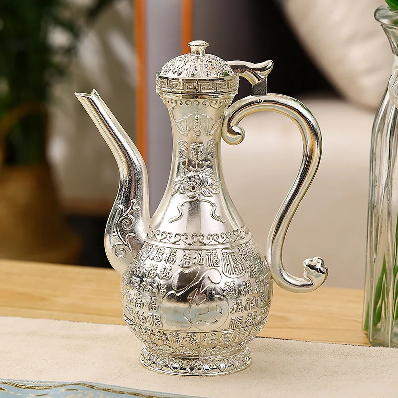 HYS Chinese Baifu Longfeng Baijiu pot home retro creative light luxury high-end living room gift metal wine dispenser ornament