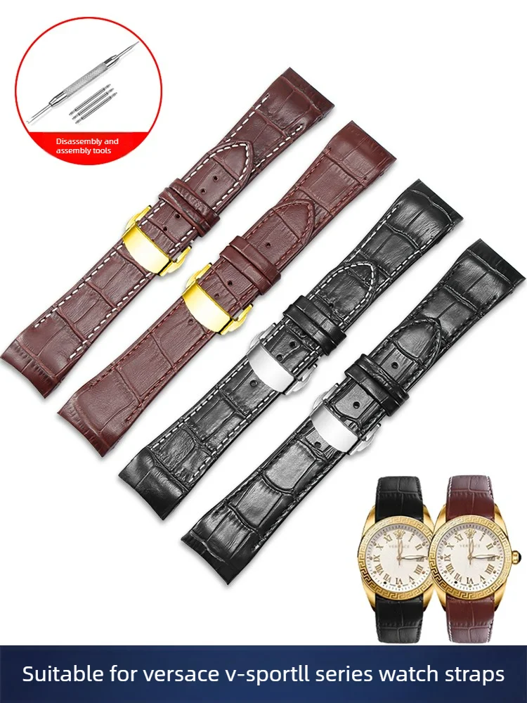 Suitable for Versace V-Sportll Series Leather Watch with Male VE130015 VE160017 Black Brown
