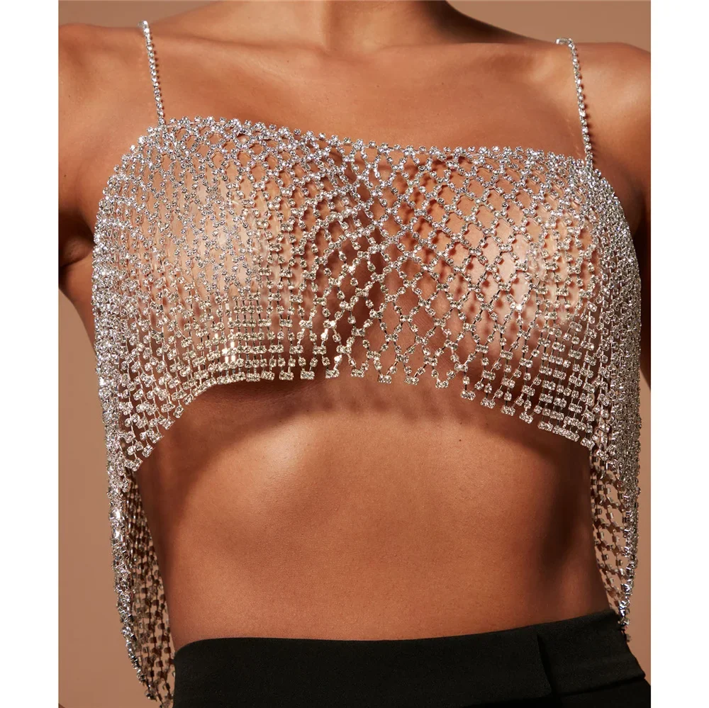 

Luxurious Sexy Body Jewelry Crystal grid Bra Fashion shawl necklace Chest Bikini Chest Chain Wrapping Chain Party