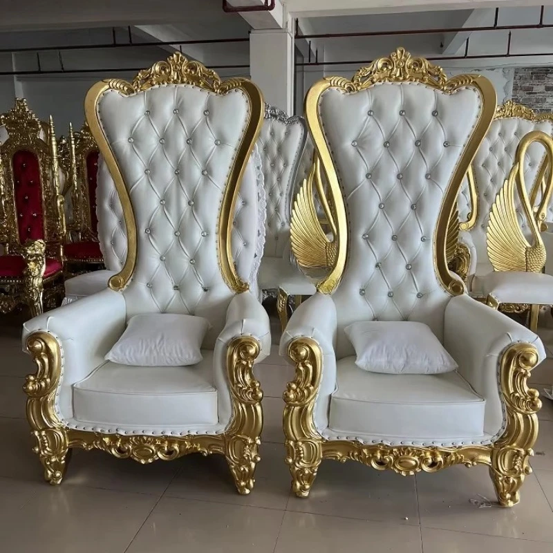 King Seat Gold and Silver Frame Wedding Bride Groom High Back Royal Sofa Chair