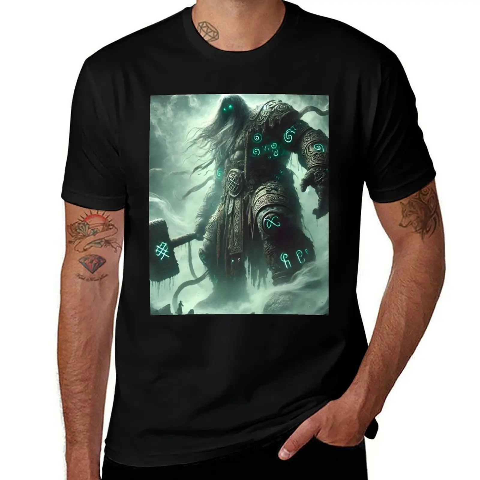 

Skrymir the Runebound – Norse Giant of Mist and Might Dark Fantasy Art T-Shirt summer 2025 gifts for boyfriend Men's t-shirt
