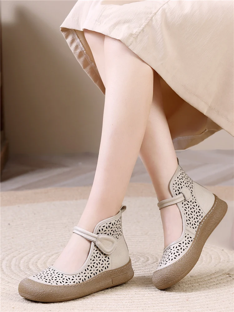 

Женские дышащие удобные летние сандалии и ботинки из мягкой воловьей кожи в стиле ретро с высоким берцем в римском стиле