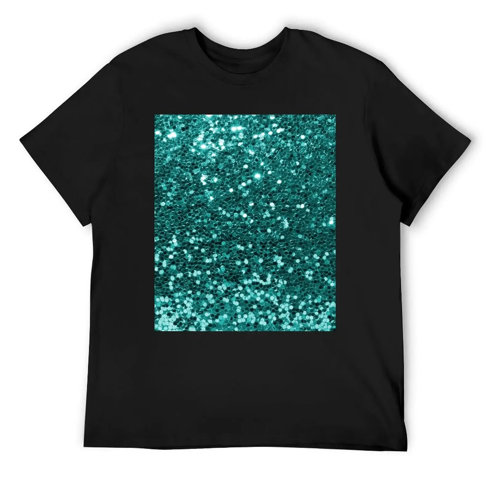 Turquoise Blue Glitter Look Chunky Sequin T-Shirt oversizeds graphic t shirts blue archive Blouse plain black t shirts men