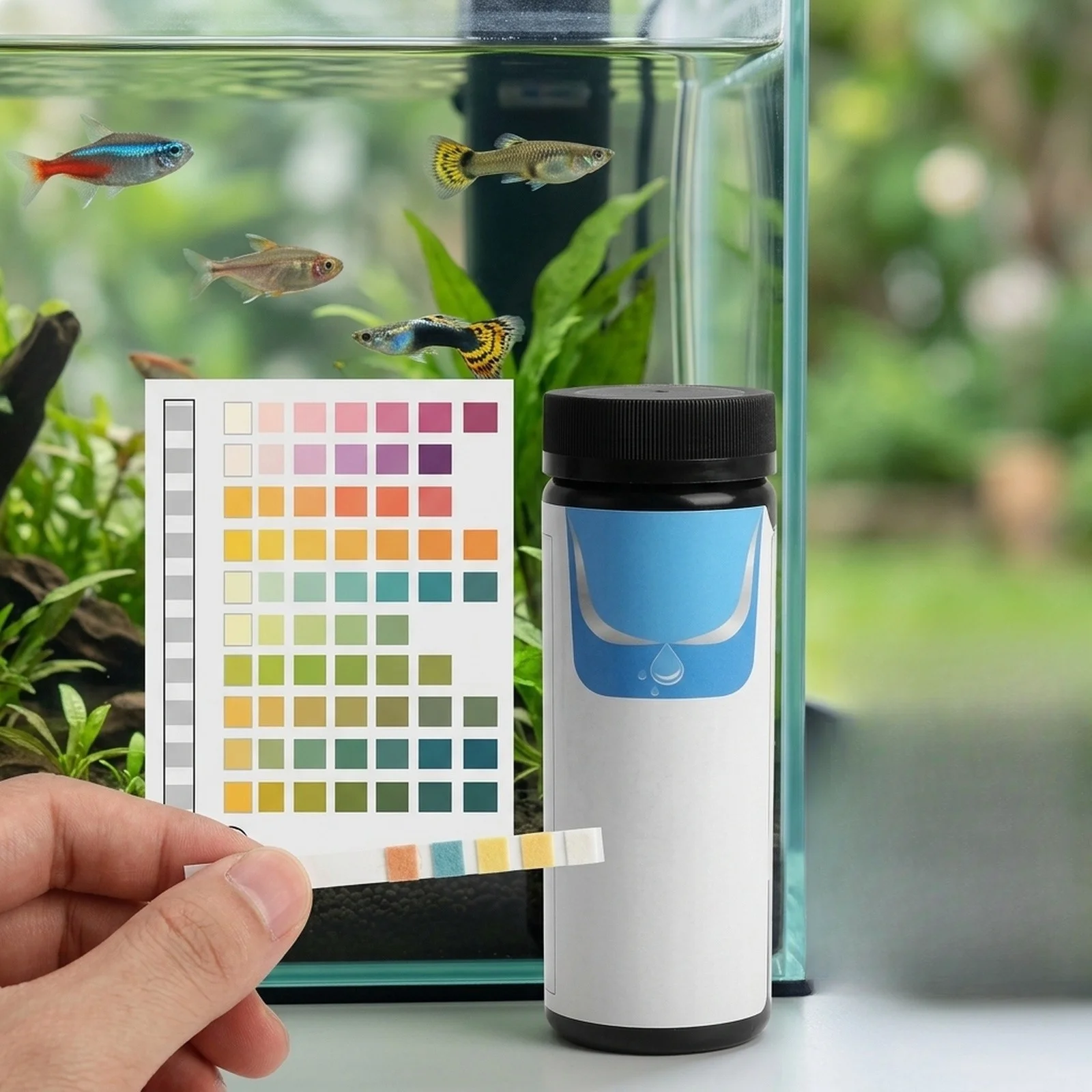 Aquarium Test Kit - แถบทดสอบคุณภาพน้ำ 50 ชิ้น 7 in 1
