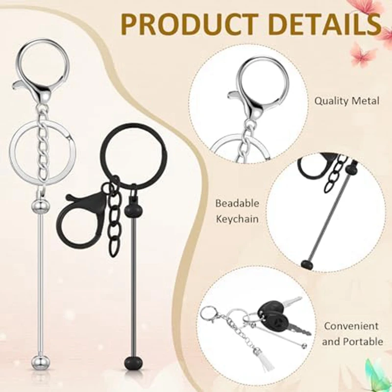 Beaded Keychain Accessories Set For Keychain Making Kit DIY Craft Durable Easy Install