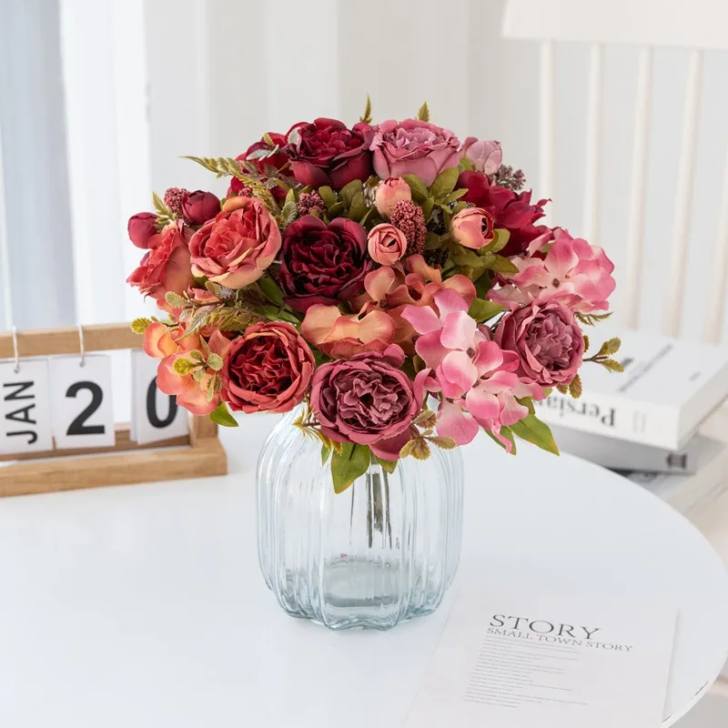 6 Stück Künstliche Blumen für Festivals, Hochzeiten, Kränze, Gartenbögen, Kunstpflanzen, Blumensträuße, Vasen, Raumdekoration, Seiden-DIY-Geschenke – Detail 1