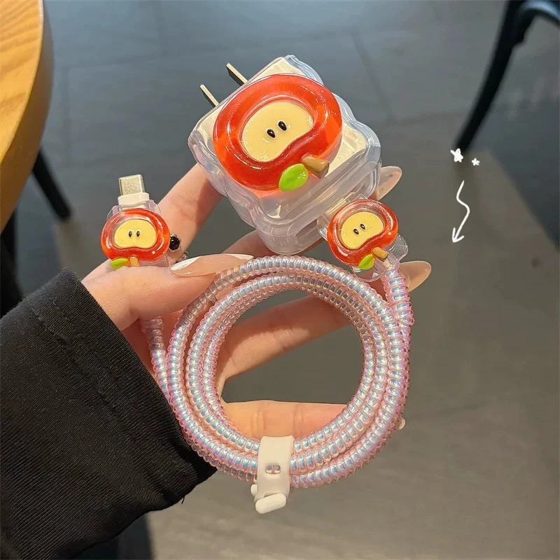 

3D Cartoon Data Cable Protective Cover for iPhone 11/12/13/14/Pro 18w 20w Charger Head Protector Case Cable Protector