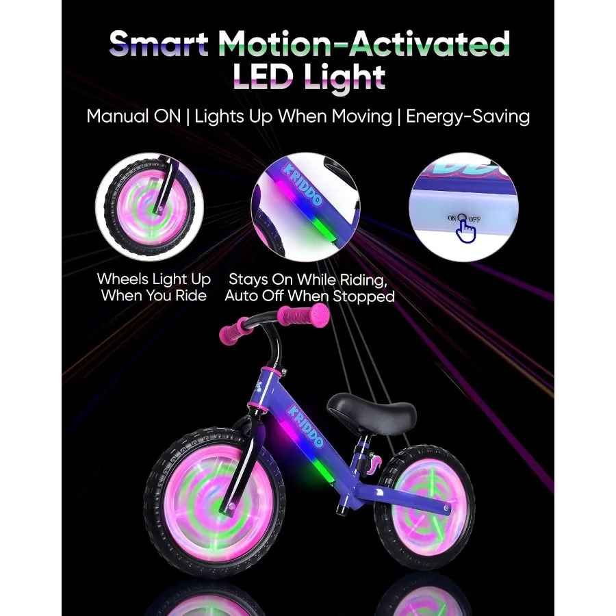 Balance Bike per bambini di 2 anni Balance Bike per 2-5 anni Doppio cuscinetto per una guida più liscia Adorabile piastra sedile regolabile