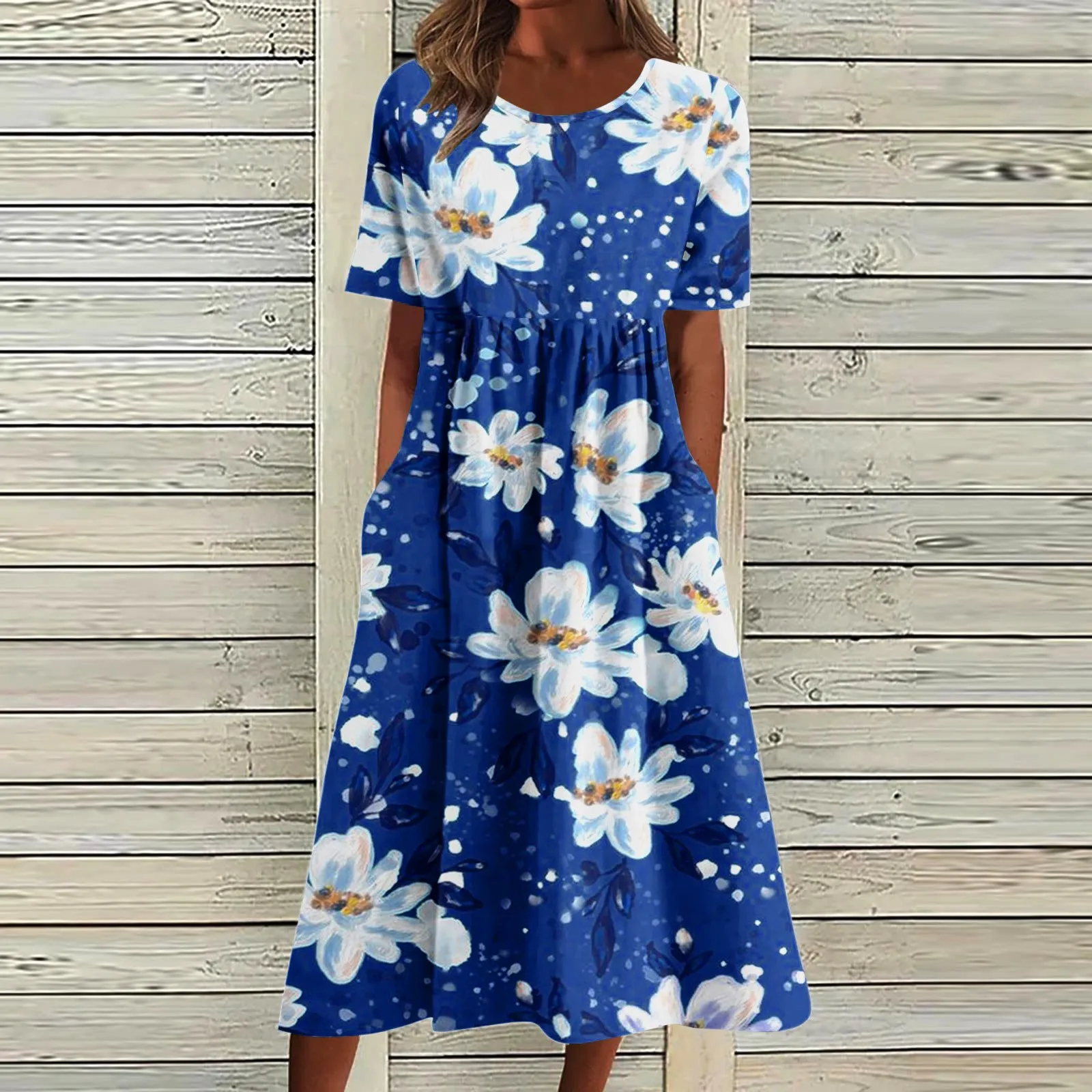 Abito longuette da donna con stampa floreale a foglia manica corta abiti estivi Boho Casual elegante abito ampio femminile Robe Femmes