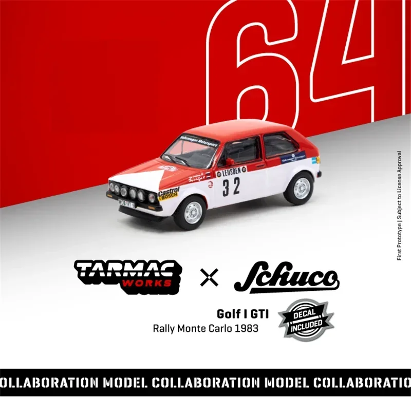 

Tarmac Works 1:64 Golf I GTI Rally Monte Carlo1 983, литая модель автомобиля WhiteRed