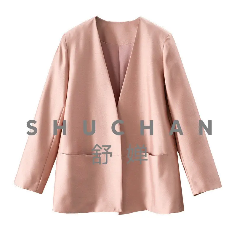 

Blazer Women New 2026 High Luxury Hard Goods, French Silk Wool V-neck Buckle-free Blazer Women's 8V54