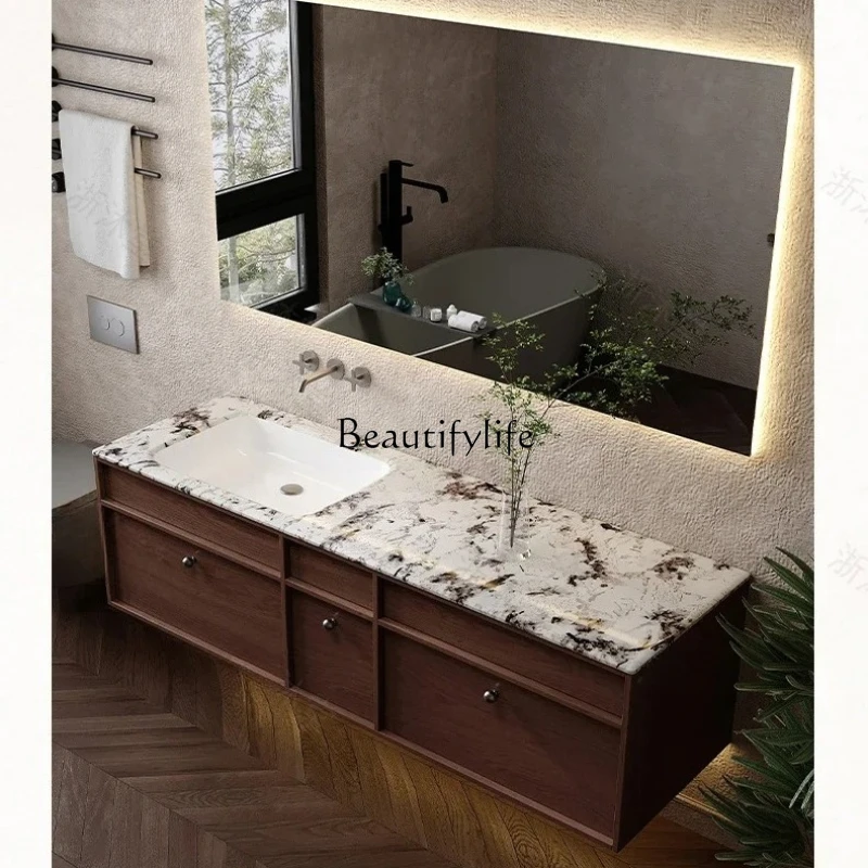 

Marble Stone Plate SeamleCeramic Whole Washbin Bathroom Cabinet Combination Bathroom Table
