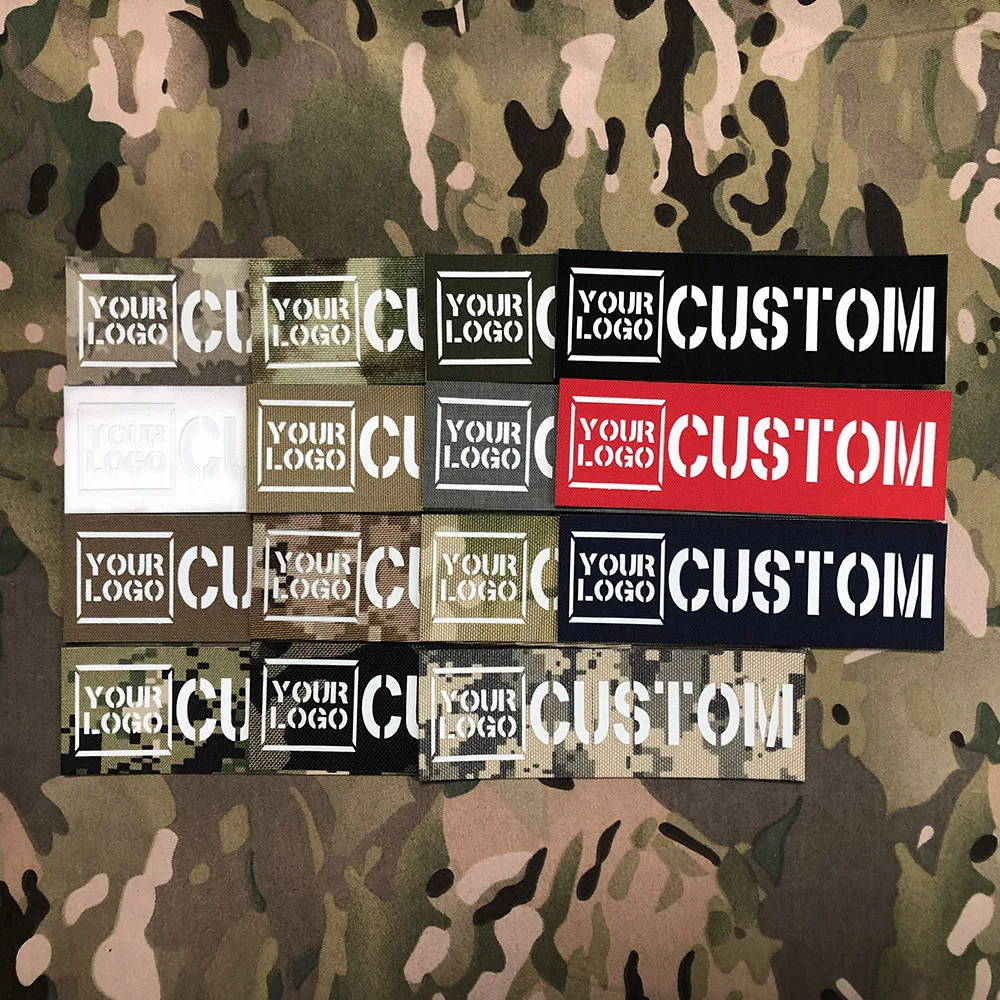 Luminous Big Name Patch Tapes Custom Logo Flag Laser Cut White Letters Morale Tactics Military Airsoft