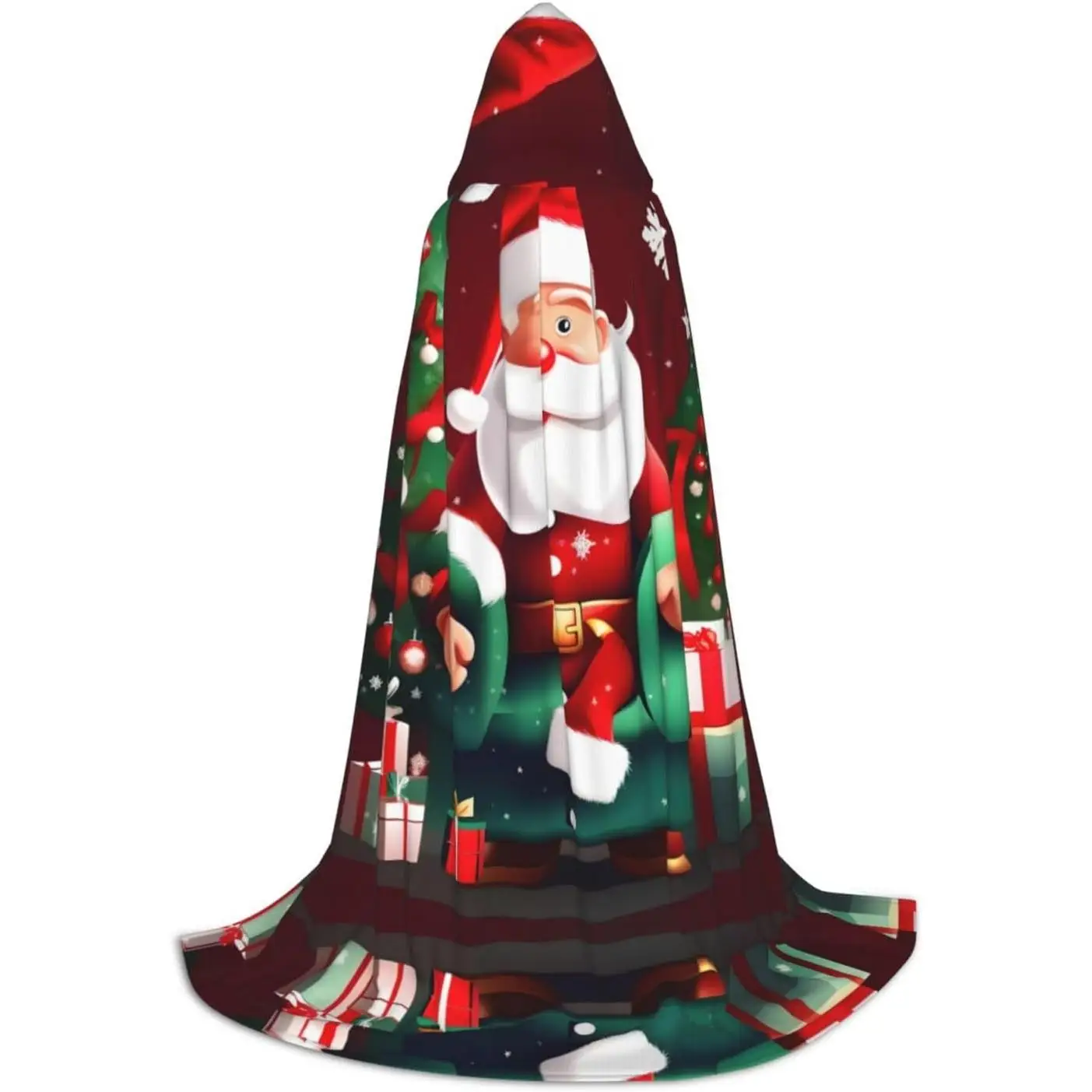 

Merry Christmas Santa Claus Gift Print Hooded Cape Robe-Hooded Cap Cloak Unisex Hooded Cloak For Halloween Costumes
