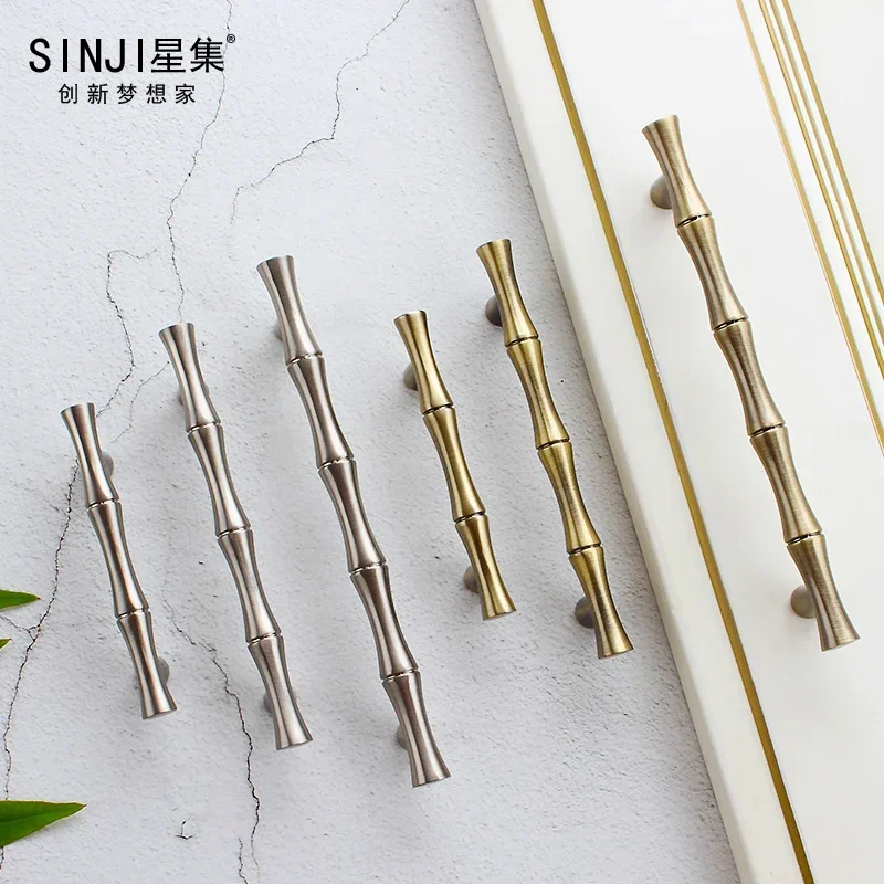 Bamboo Style Furniture Hardware Handle Kitchen Cabinets Sliding Door Knob Drawer Wardrobe Cupboard Push Pulls Handles
