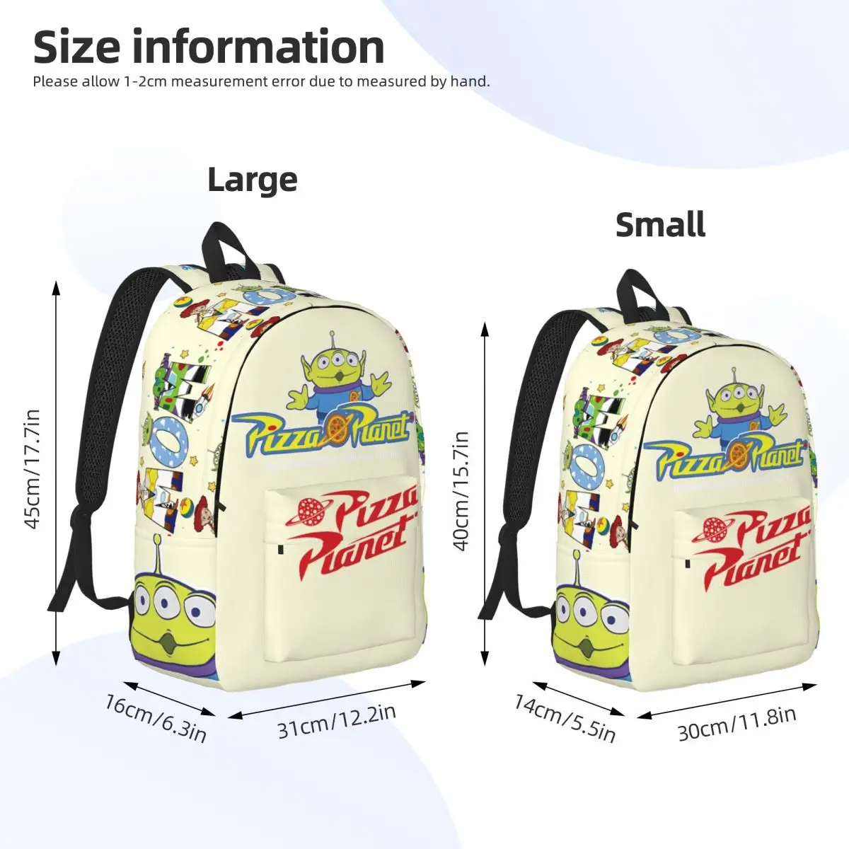 Bolsa de almacenamiento para ordenador portátil, bolso de hombro resistente de Disney, Toy Story, Andy Film, regalo para estudiantes, High Street, al aire libre, Pizza Planet