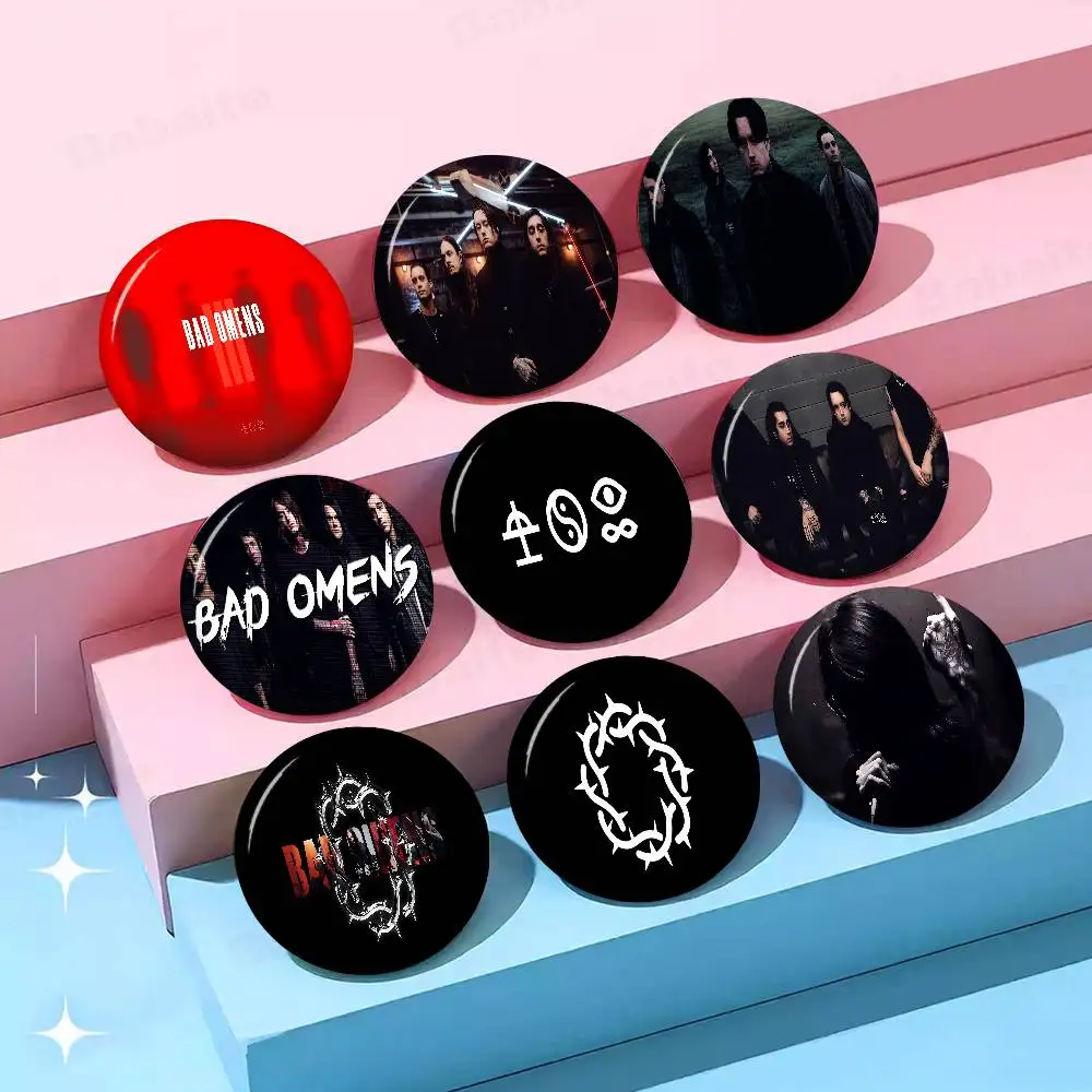 Band B-Bad O-Omens Round Button Pins Slogan Creative Brooches Backpack Clothes Decoration Fashion Cartoon Jewelry Gifts