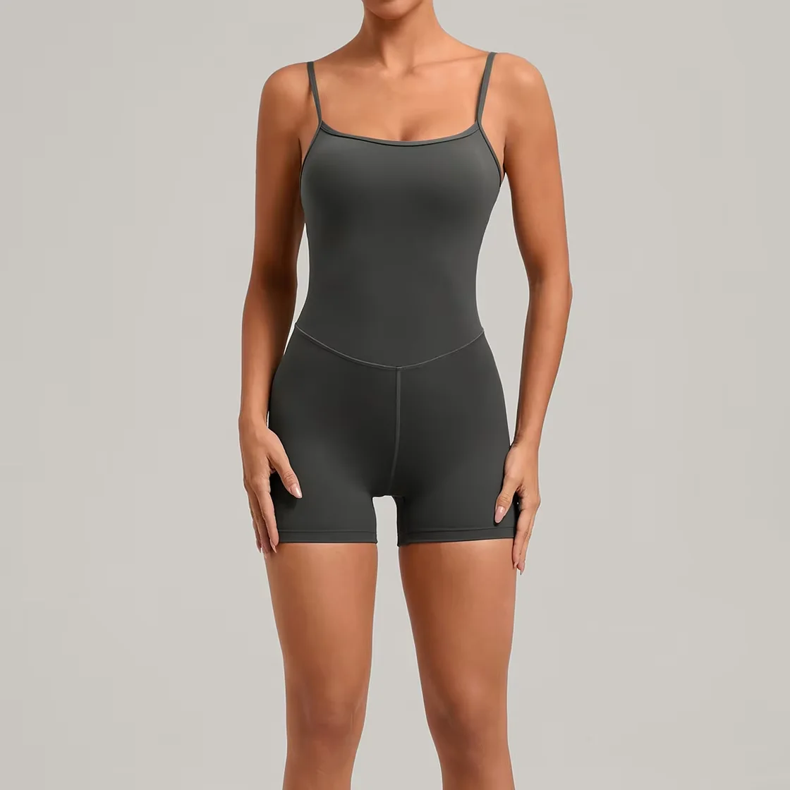 Seamless Gym Bodysuit for Women Adjustable Strap Backless Yoga Jumpsuit