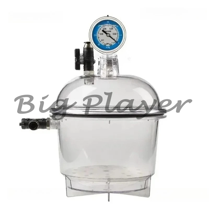 

Laboratory Plastic Vacuum Dryer Transparent Vacuum Drying Vessel Polycarbonate Storage Tank Ball Valve Pressure Gauge 150MM