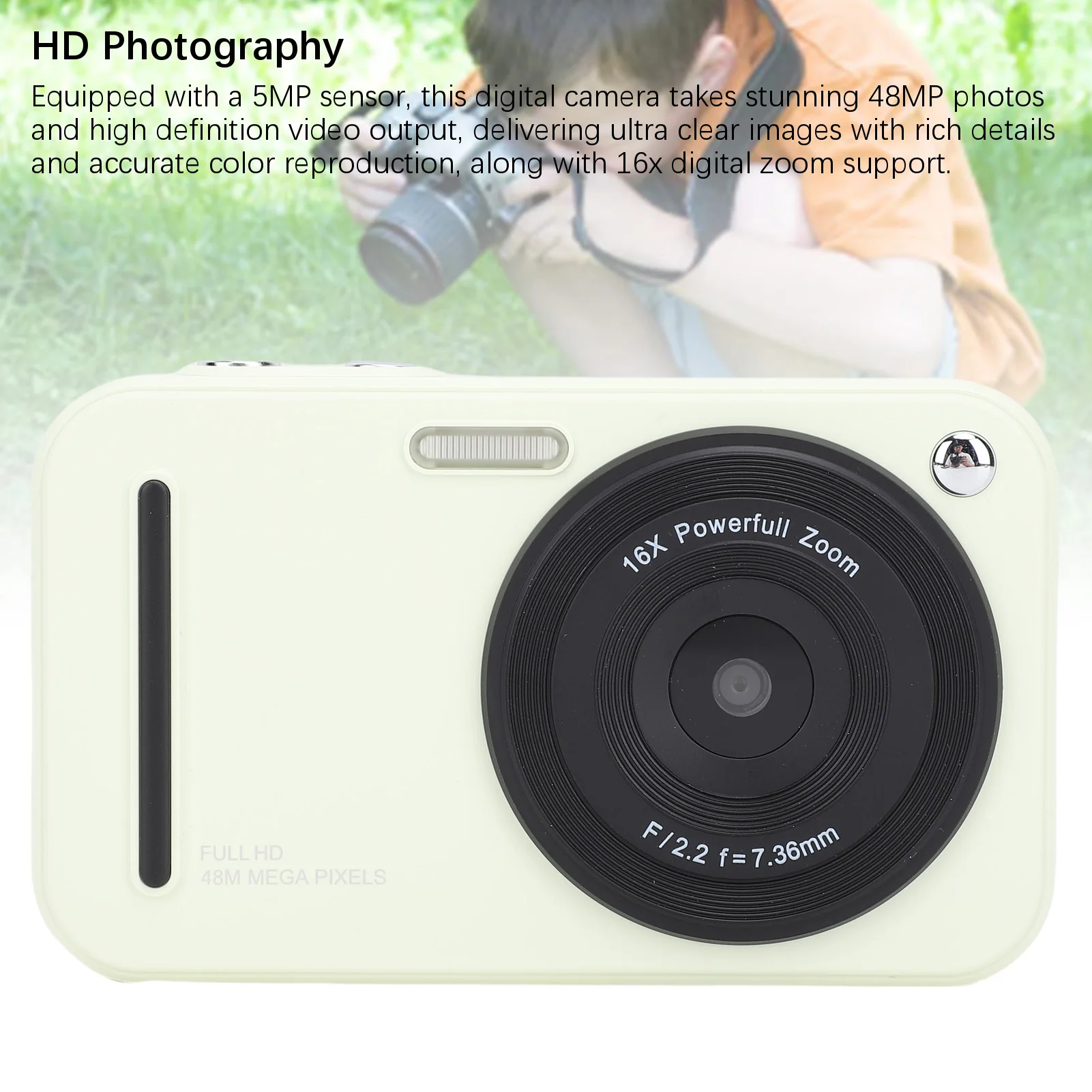 Digital Camera for Vlogging – HD Video 2.4 Inch Screen One-Click Operation Compact & Electronic Anti-Shake Camera for Students