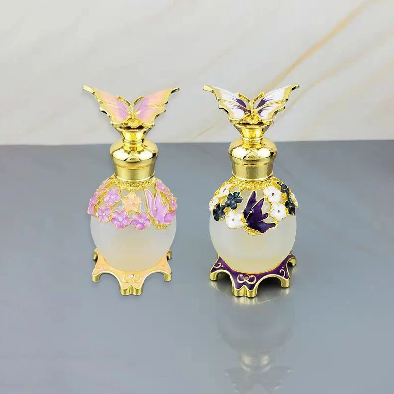 

15ML Vintage Perfume Bottle Empty Essential Oils Dropper Bottle Refillable Container Sub-bottle Butterfly Bottle Decorative Gift