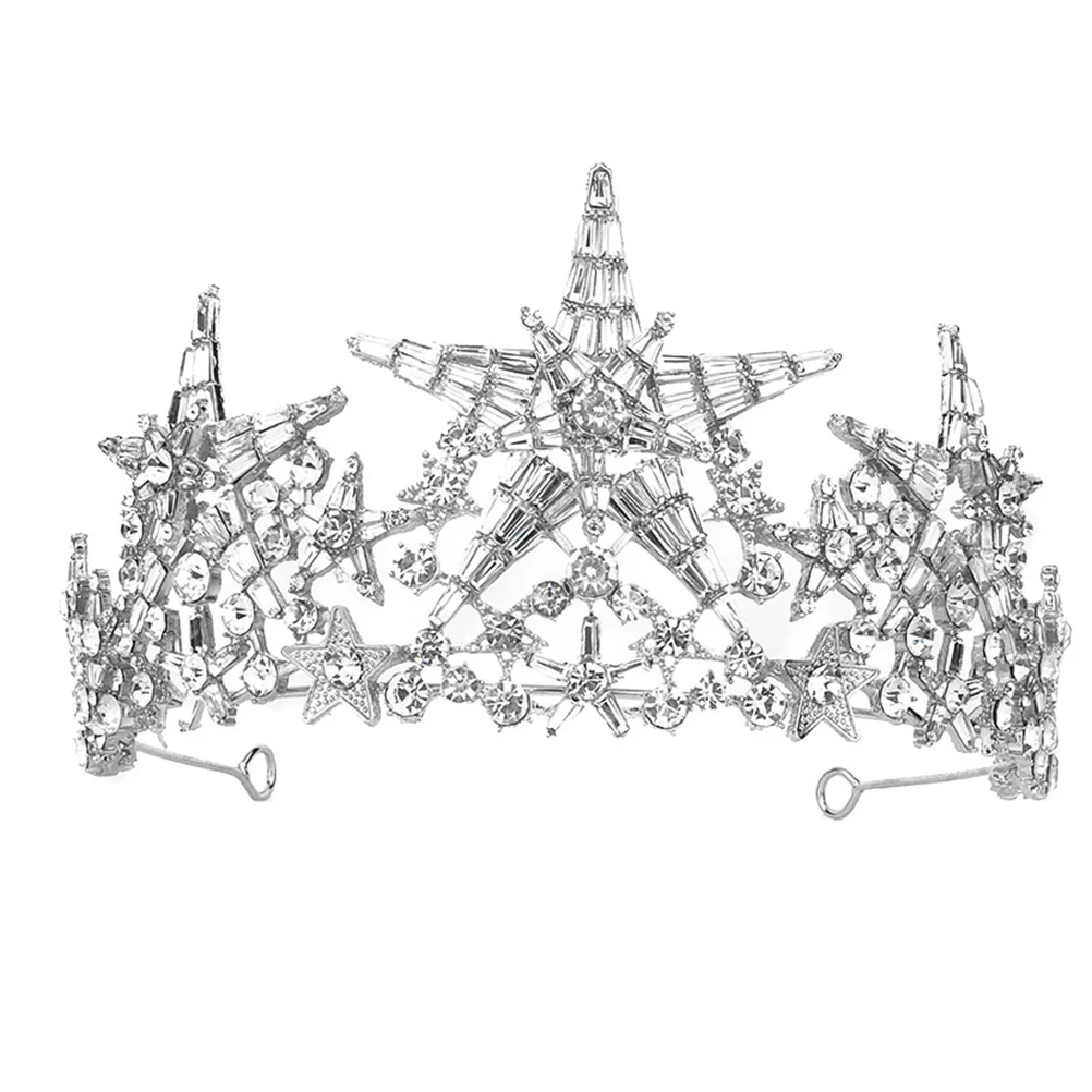 

Блестящая пентаграмма со звездой и стразами, корона для свадьбы, дня рождения, вечеринки, аксессуары для волос, ленты, повязки на голову для невесты, стразы, сплав для