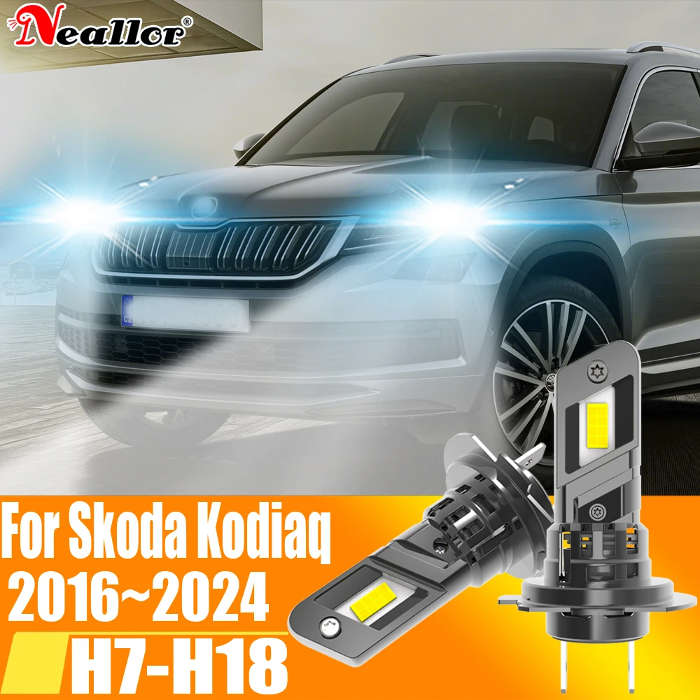

2pcs High Power H7 Led Headlight Canbus H18 Car Bulb 6000K White Light Moto Turbo Diode Lamp 12v 55w For Skoda Kodiaq 2016~2024