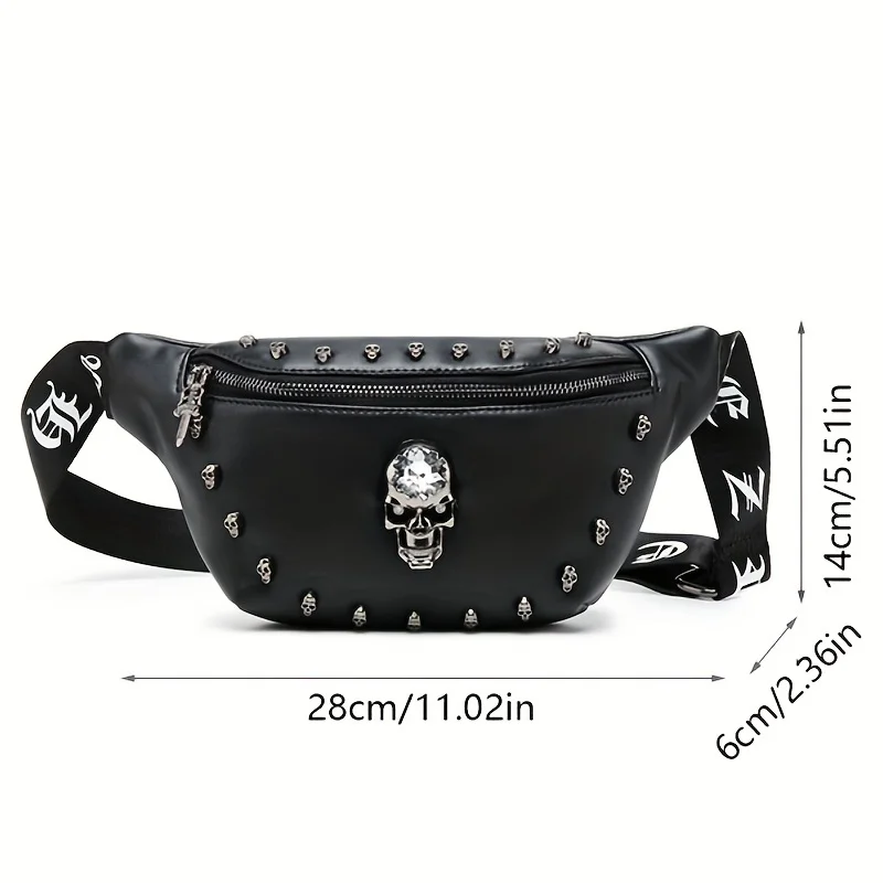 2024 new trend chest bag men\'s crossbody bag Korean version PU one-shoulder diagonal bag skull personality waist bag