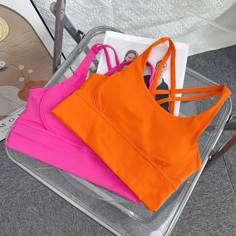 Fashion Sexy Cross Back Women Yoga Sport Bra Naked Feeling Breathable Quick-Drying Yoga Fitness Running Exercise Vest🎽🧘🏻