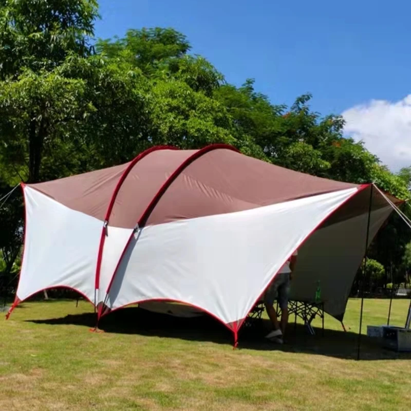 

Double Frame Rods Outdoor Sunshade Awning Anti-ultraviolet Super Large Habi Military Tent Canopy Beach Living Room Cooking Tarp