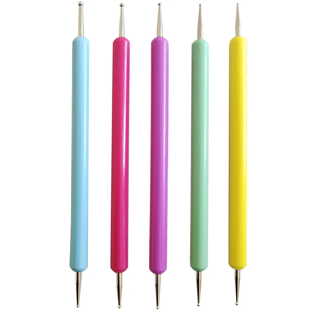 

5Pcs Nail Art Drawing Pen Tools Comfortable Hold Nail Dotting Tool Set Manicure Painting Stylus Pattern Tracing Embossing