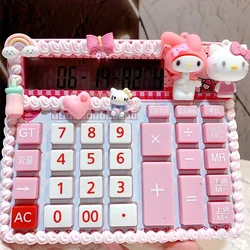 Miniso Sanrio Hello Kitty Calculadora de voz para estudiantes, mi melodía, chica linda, corazón, calculadora electrónica de oficina, portátil, regalo para niños