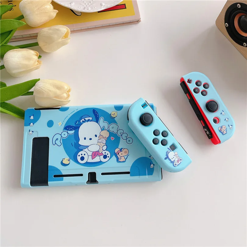 MINISO Sanrio Pochacco Charging Dock Station Cover Protective Shell for Nintendo Switch Oled NS Console Crystal Protector Skin