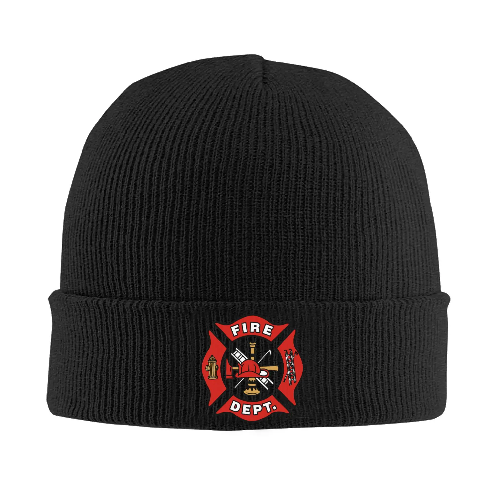 Custom Firefighter Fires Rescue Skullies Beanies Caps For Men Women Unisex Street Winter Warm Knitting Hat Adult  Bonnet Hats