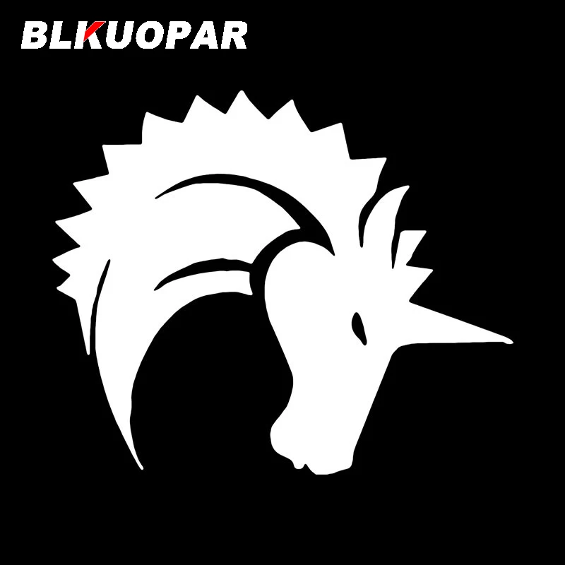 BLKUOPAR Unicorn Head Horn Car Sticker Scratch-proof Creative Graphics Original Sunscreen Die Cut Personality RV Car Styling