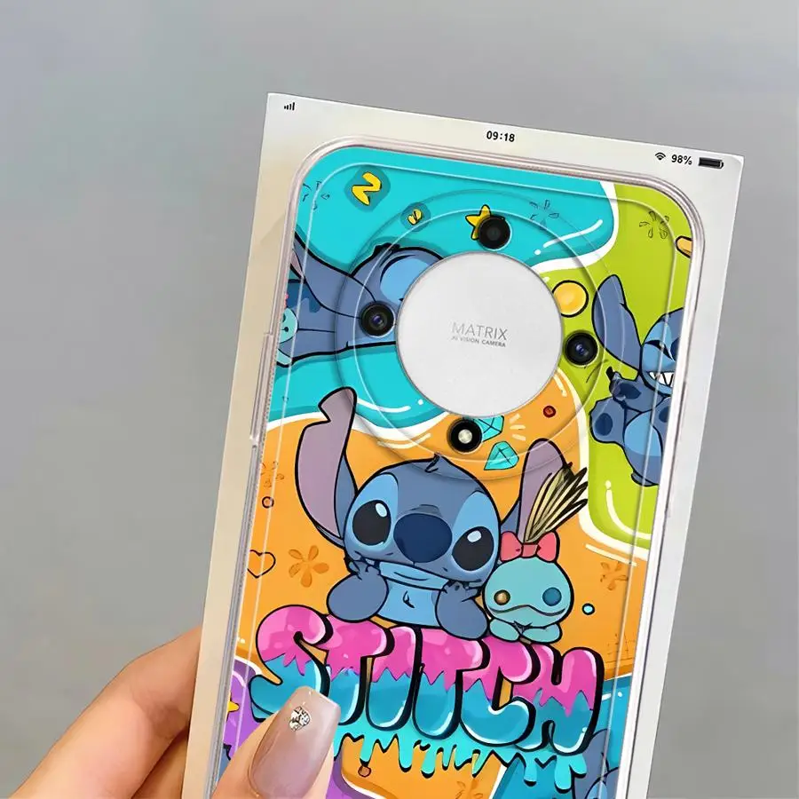 Case for Honor X8 X9b 90 Lite X7b X8b X9a X8a Clear Cover Disney Cute Stitch Cartoon