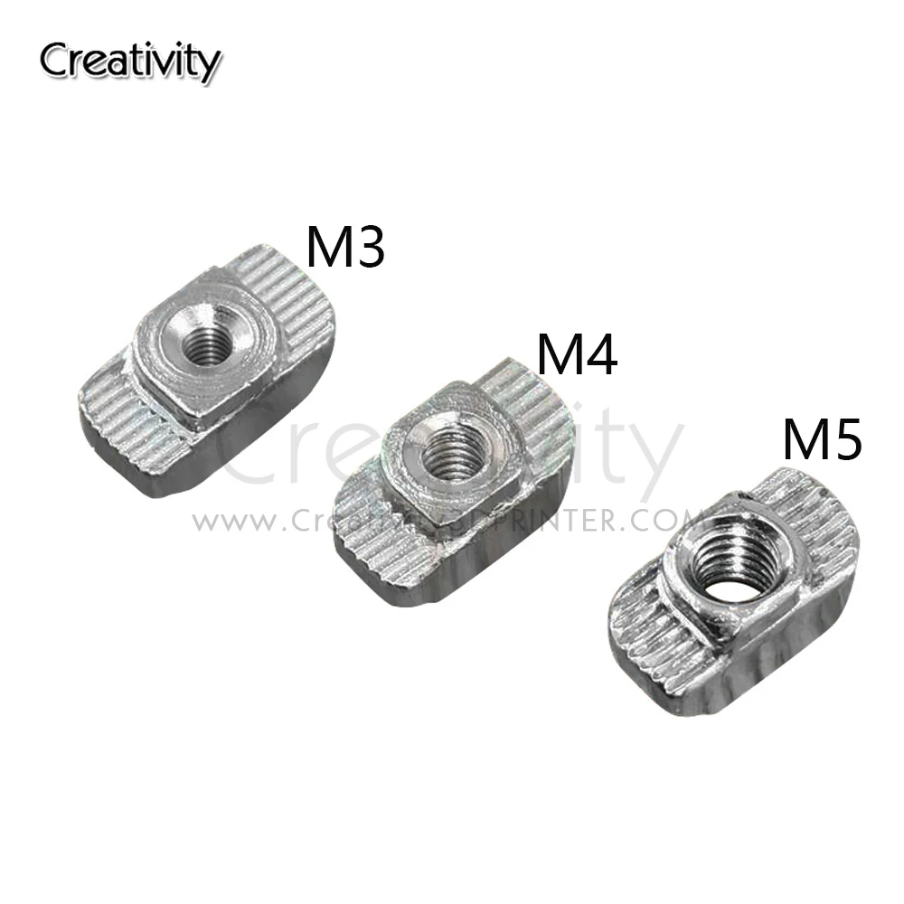 10pcs M3 M4 M5 Thread T Nut EU Standard Drop In T-Slot Carbon Steel for 2020/ 3030Series Aluminum Profiles