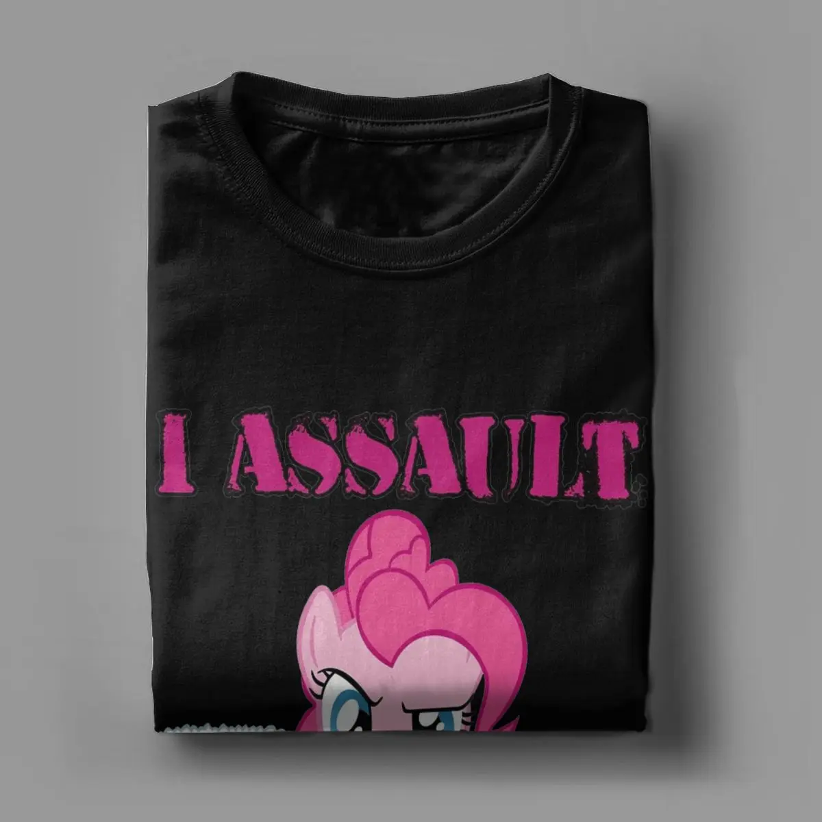 Pinkie Pie Assaults With Cake T Shirt for Men Cotton Novelty T-Shirt Round Collar Mlp Tee Shirt Short Sleeve Tops Adult