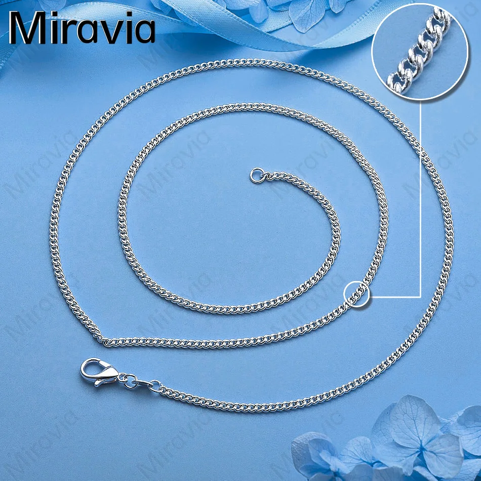 

Miravia 925 Sterling Silver O-Shaped Chain 2mm Necklace Unique Gift Versatile Party Jewelry