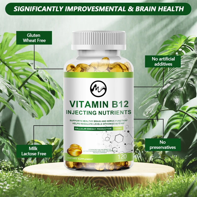 Vitamin B-12 Capsule Supports Energy Metabolism Anti Fatigue Liver Detoxification Skin Care Daily Nutritional Supplement