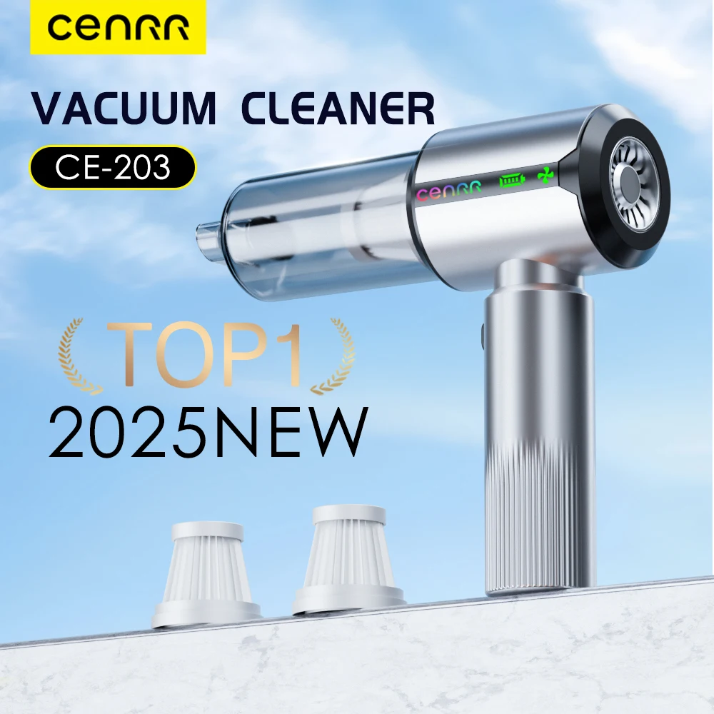 مكنسة كهربائية جديدة للسيارة من CENRR للمنزل، شفط قوي، منظف سيارة محمول قوي، مصباح عرض الغبار، مسدس هواء