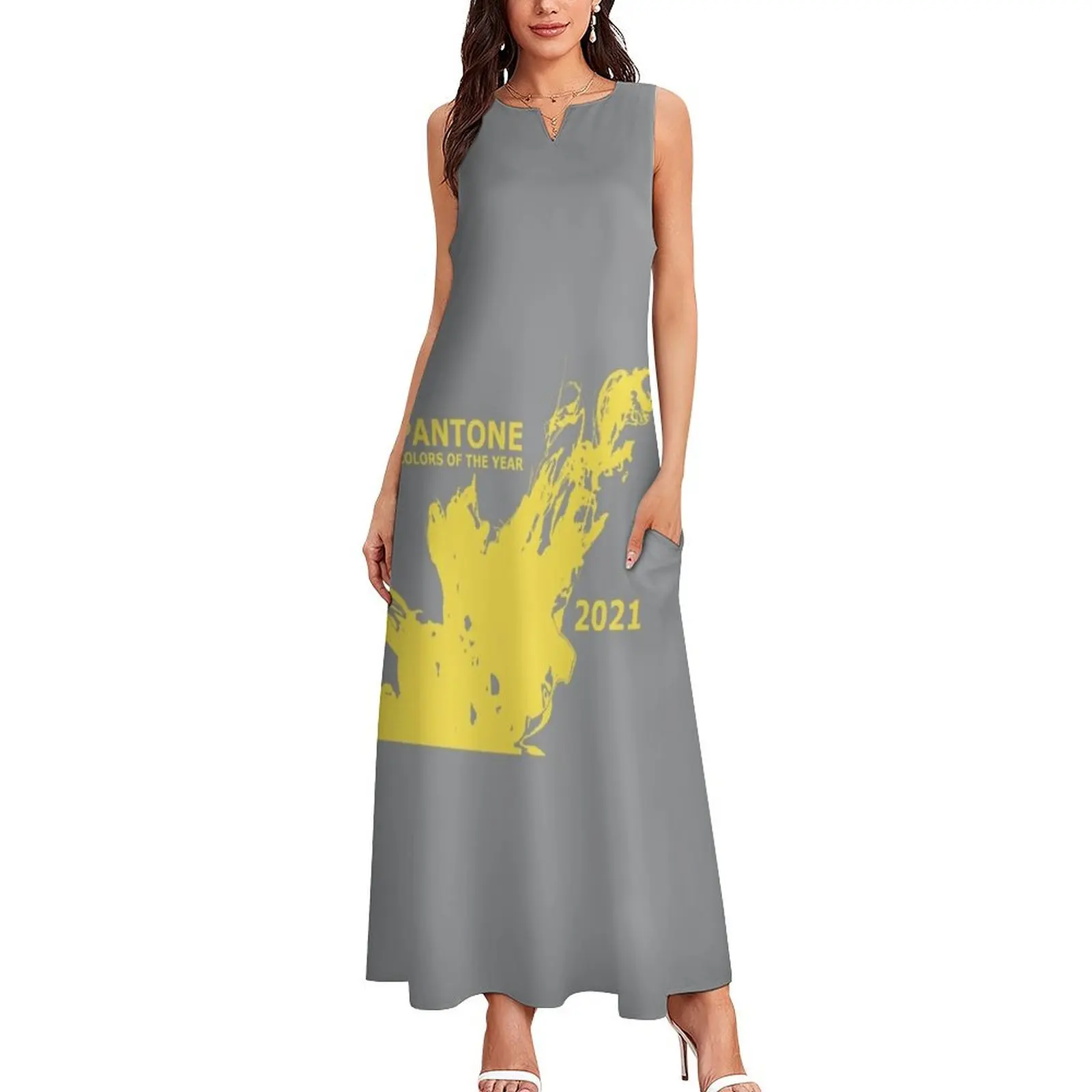 Pantone Color of the Year 2021 - Illuminating and Ultimate Gray Long Dress womens dress dresses for woman