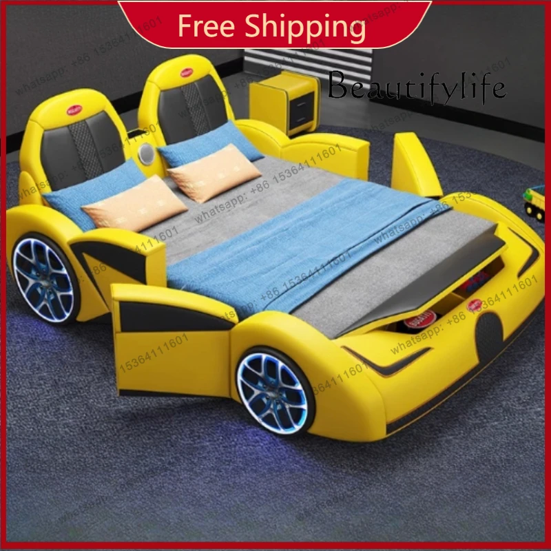 หัวเตียงดีไซน์ทันสมัยเต็มรูปแบบ โครงเตียงแบบรถหรูหรา ขนาดคิงไซส์ เฟอร์นิเจอร์ห้องนอนทันสมัย