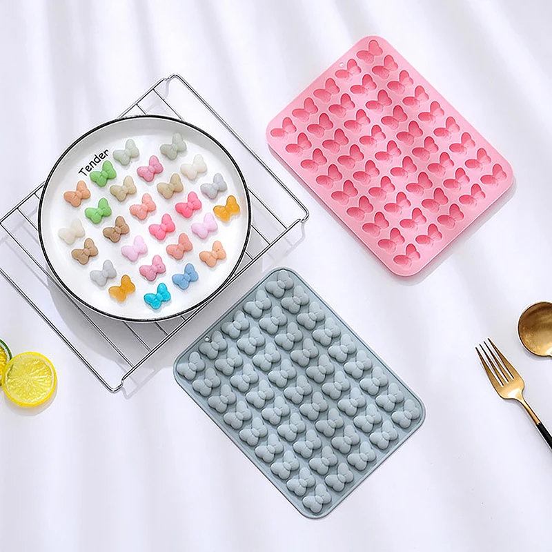 1Pc 45-cavity Bow Gummy Candy Molds Non-Stick Butterfly Tie Silicone for DIY Gummies Chocolate Jelly Ice Tray view 3